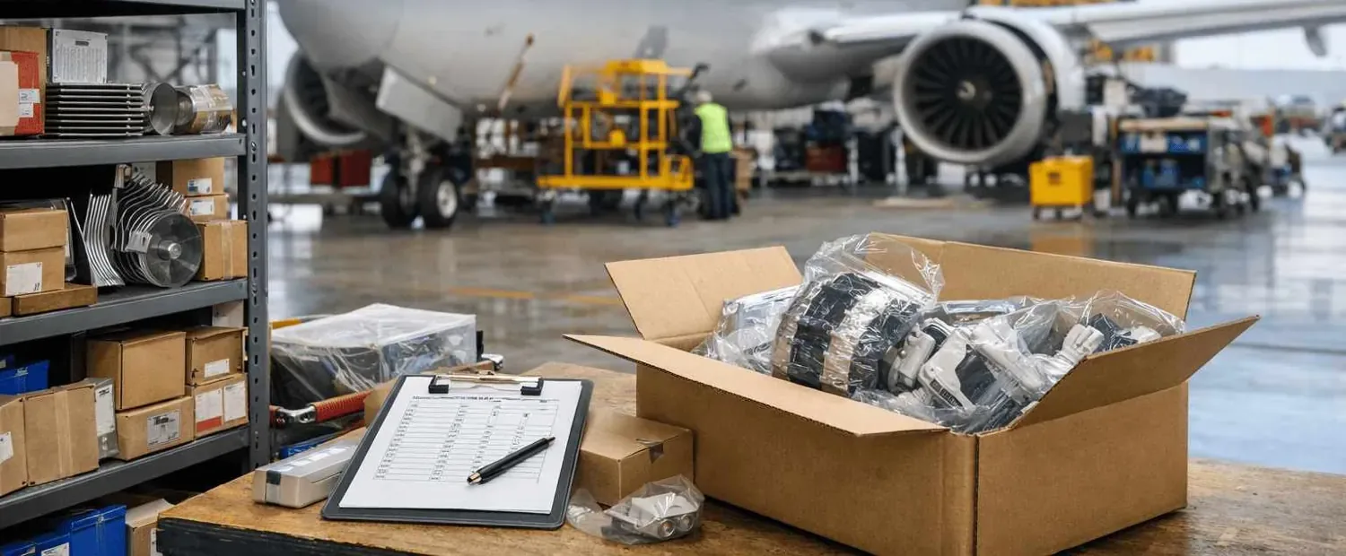 Aircraft components and inventory prepared for logistics support